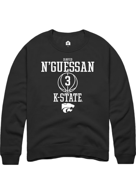 David N’Guessan Rally Mens Black K-State Wildcats NIL Sport Icon Crew Sweatshirt