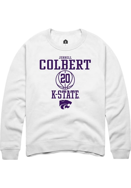 Jerrell Colbert Rally Mens White K-State Wildcats NIL Sport Icon Crew Sweatshirt