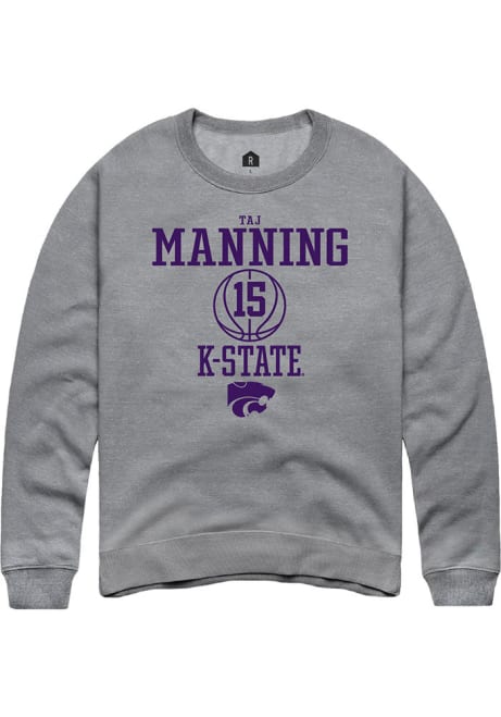 Taj Manning Rally Mens Graphite K-State Wildcats NIL Sport Icon Crew Sweatshirt