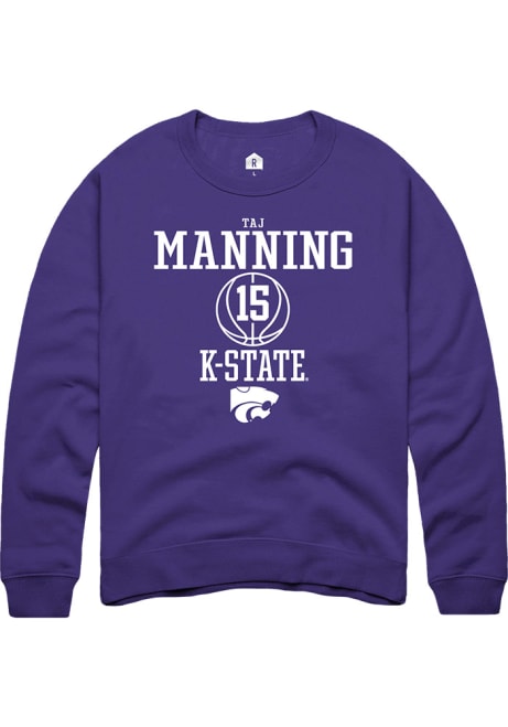 Taj Manning Rally Mens Purple K-State Wildcats NIL Sport Icon Crew Sweatshirt