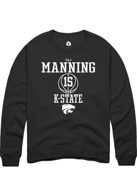 Taj Manning Rally Mens Black K-State Wildcats NIL Sport Icon Crew Sweatshirt