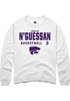 Main image for David N’Guessan  Rally K-State Wildcats Mens White NIL Stacked Box Long Sleeve Crew Sweatshirt