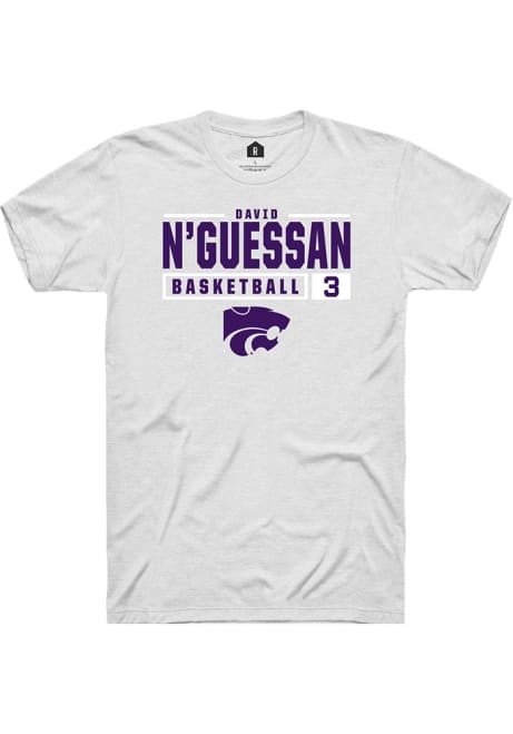 David N’Guessan White K-State Wildcats NIL Stacked Box Short Sleeve T Shirt