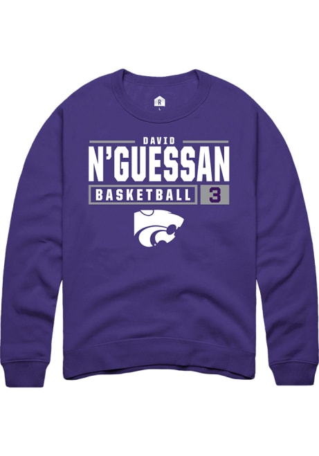 David N’Guessan Rally Mens Purple K-State Wildcats NIL Stacked Box Crew Sweatshirt