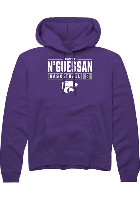 David N’Guessan Rally Mens Purple K-State Wildcats NIL Stacked Box Hooded Sweatshirt