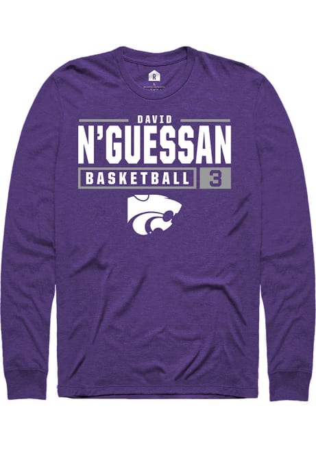 David N’Guessan Rally Mens Purple K-State Wildcats NIL Stacked Box Tee