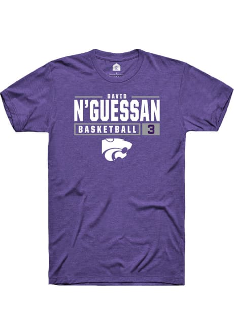 David N’Guessan Purple K-State Wildcats NIL Stacked Box Short Sleeve T Shirt