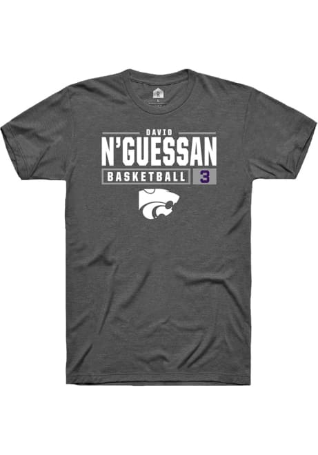 David N’Guessan Dark Grey K-State Wildcats NIL Stacked Box Short Sleeve T Shirt