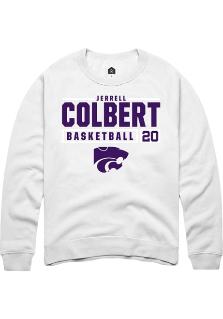 Jerrell Colbert Rally Mens White K-State Wildcats NIL Stacked Box Crew Sweatshirt