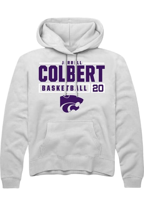 Jerrell Colbert Rally Mens White K-State Wildcats NIL Stacked Box Hooded Sweatshirt