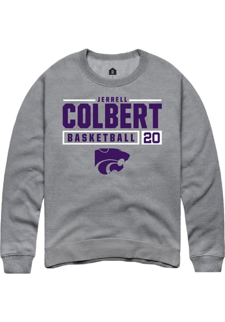 Jerrell Colbert Rally Mens Grey K-State Wildcats NIL Stacked Box Crew Sweatshirt