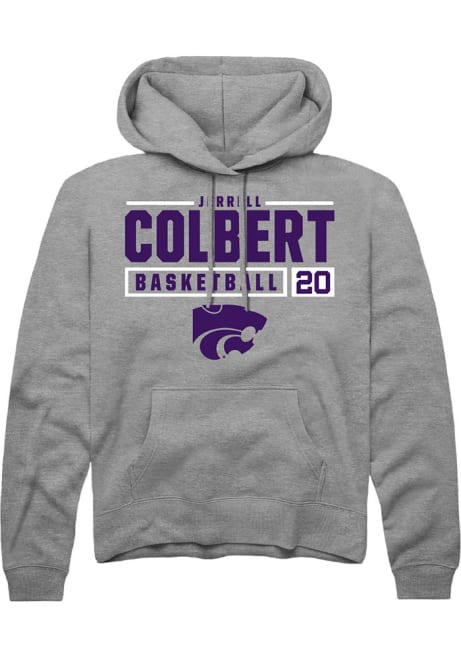 Jerrell Colbert Rally Mens Grey K-State Wildcats NIL Stacked Box Hooded Sweatshirt