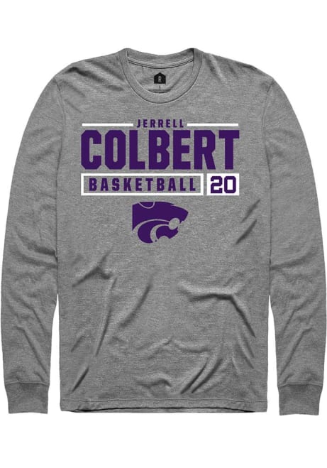 Jerrell Colbert Rally Mens Grey K-State Wildcats NIL Stacked Box Tee