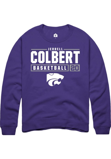 Jerrell Colbert Rally Mens Purple K-State Wildcats NIL Stacked Box Crew Sweatshirt