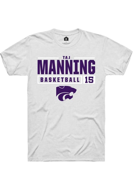Taj Manning White K-State Wildcats NIL Stacked Box Short Sleeve T Shirt
