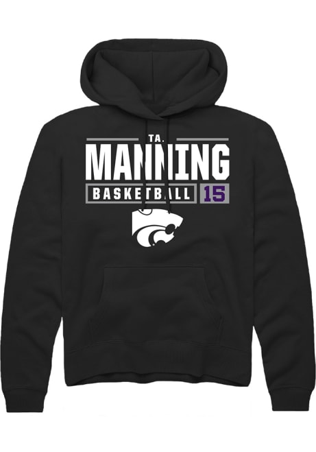 Taj Manning Rally Mens Black K-State Wildcats NIL Stacked Box Hooded Sweatshirt