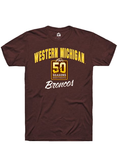 Western Michigan Broncos Brown Rally 50th Anniversary of Gymnastics Short Sleeve T Shirt