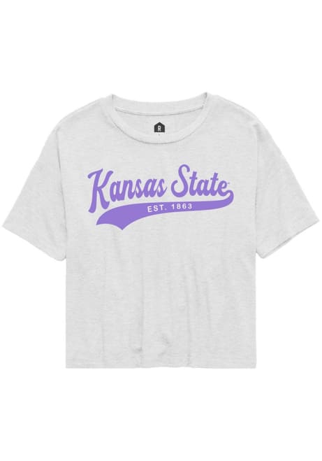 K-State Wildcats White Rally Tailsweep wordmark Short Sleeve T-Shirt