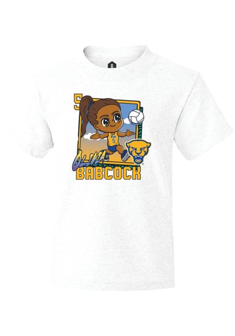 Olivia Babcock  Youth White Pitt Panthers Bobbleheads Short Sleeve T-Shirt