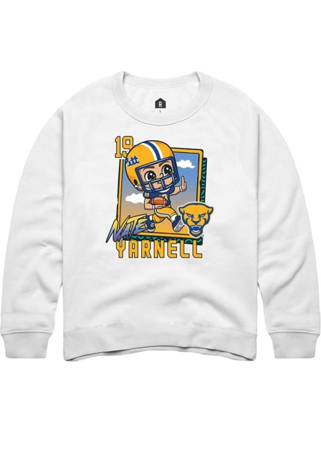 Nate Yarnell  Youth White Pitt Panthers Bobbleheads Design Long Sleeve Crew Sweatshirt