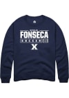 Main image for Nicolas Fonseca  Rally Xavier Musketeers Mens Navy Blue NIL Stacked Box Long Sleeve Crew Sweatsh..