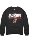 Main image for Elmarko Jackson  Rally Kansas Jayhawks Mens Black NIL Stacked Box Long Sleeve Crew Sweatshirt