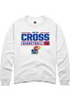 Main image for Justin Cross  Rally Kansas Jayhawks Mens White NIL Stacked Box Long Sleeve Crew Sweatshirt