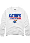 Main image for Paris Gaines  Rally Kansas Jayhawks Mens White NIL Stacked Box Long Sleeve Crew Sweatshirt