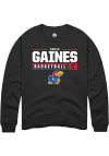 Main image for Paris Gaines  Rally Kansas Jayhawks Mens Black NIL Stacked Box Long Sleeve Crew Sweatshirt