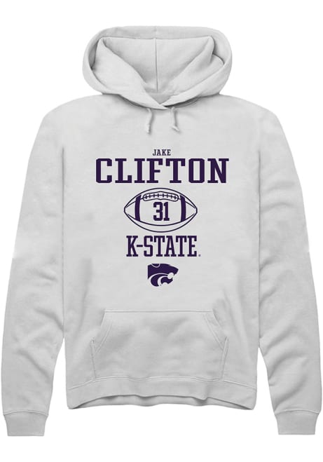 Jake Clifton Rally Mens White K-State Wildcats NIL Sport Icon Hooded Sweatshirt