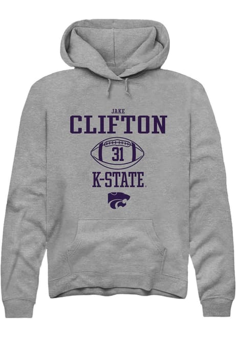 Jake Clifton Rally Mens Graphite K-State Wildcats NIL Sport Icon Hooded Sweatshirt