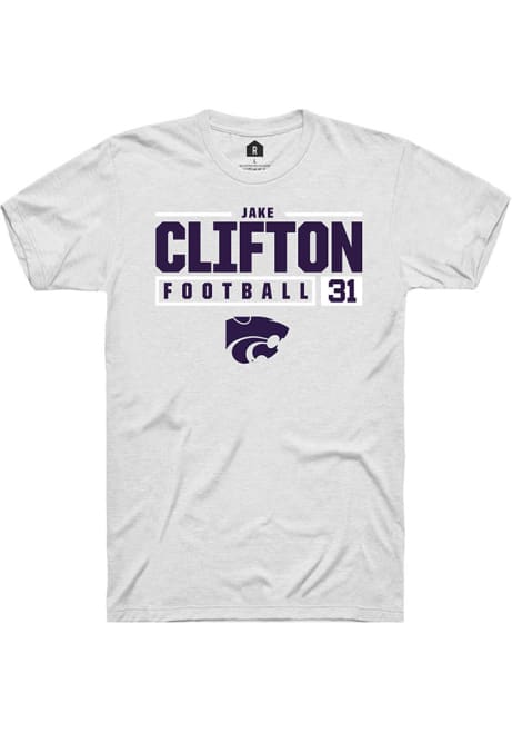 Jake Clifton White K-State Wildcats NIL Stacked Box Short Sleeve T Shirt