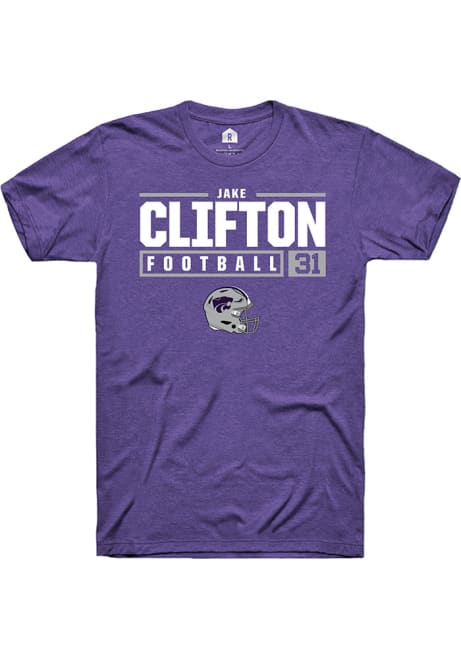 Jake Clifton Purple K-State Wildcats NIL Stacked Box Short Sleeve T Shirt