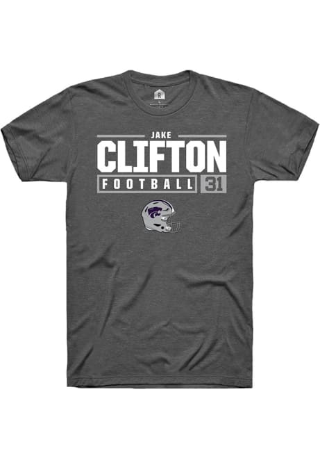 Jake Clifton Grey K-State Wildcats NIL Stacked Box Short Sleeve T Shirt