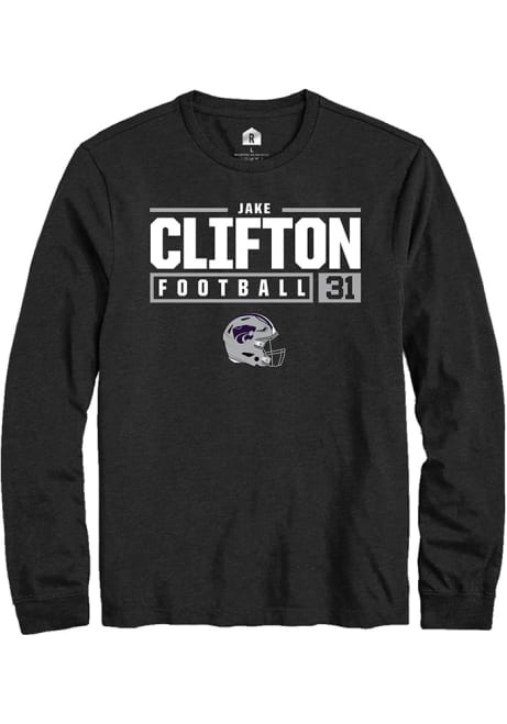 Jake Clifton Rally Mens Black K-State Wildcats NIL Stacked Box Tee