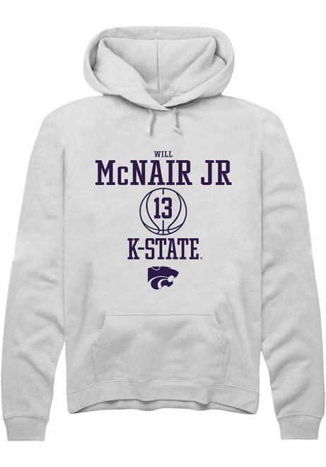 Will McNair Jr. Rally Mens White K-State Wildcats NIL Sport Icon Hooded Sweatshirt
