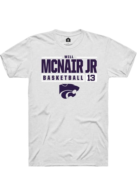 Will McNair Jr. White K-State Wildcats NIL Stacked Box Short Sleeve T Shirt