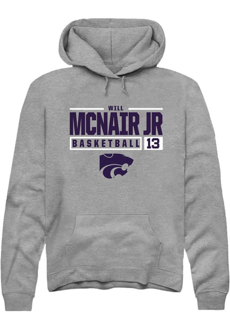 Will McNair Jr. Rally Mens Graphite K-State Wildcats NIL Stacked Box Hooded Sweatshirt