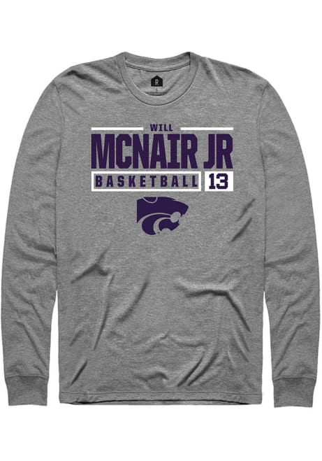 Will McNair Jr. Rally Mens Graphite K-State Wildcats NIL Stacked Box Tee