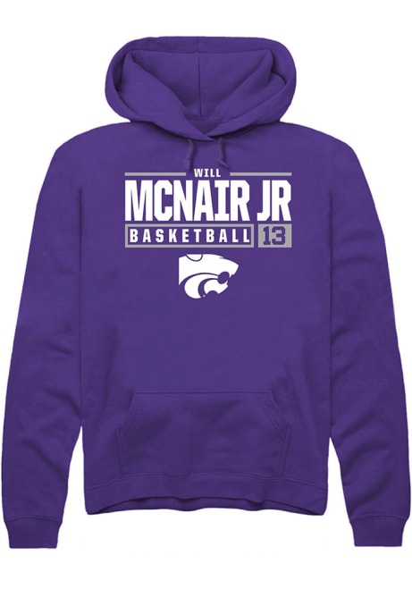 Will McNair Jr. Rally Mens Purple K-State Wildcats NIL Stacked Box Hooded Sweatshirt