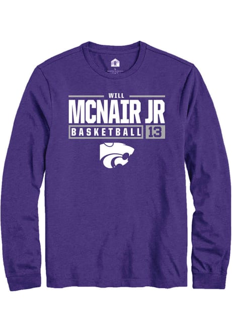 Will McNair Jr. Rally Mens Purple K-State Wildcats NIL Stacked Box Tee