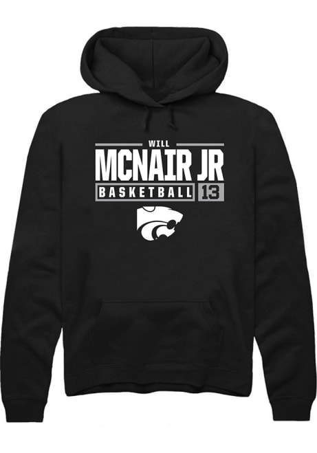 Will McNair Jr. Rally Mens Black K-State Wildcats NIL Stacked Box Hooded Sweatshirt