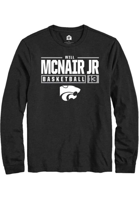 Will McNair Jr. Rally Mens Black K-State Wildcats NIL Stacked Box Tee