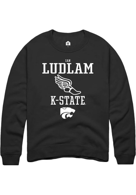 Ian Ludlam Rally Mens Black K-State Wildcats NIL Sport Icon Crew Sweatshirt