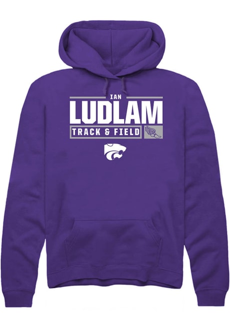 Ian Ludlam Rally Mens Purple K-State Wildcats NIL Stacked Box Hooded Sweatshirt