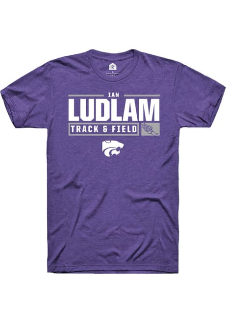 Ian Ludlam Purple K-State Wildcats NIL Stacked Box Short Sleeve T Shirt