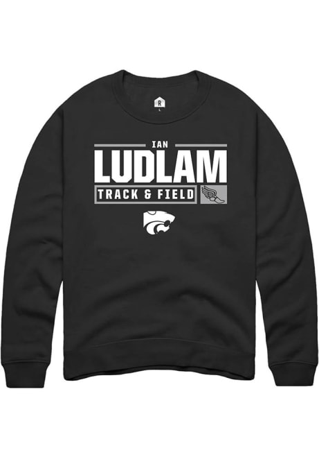 Ian Ludlam Rally Mens Black K-State Wildcats NIL Stacked Box Crew Sweatshirt