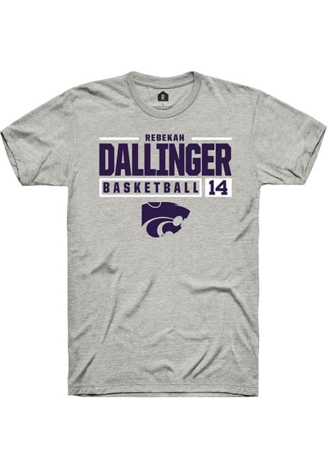 Rebekah Dallinger Ash K-State Wildcats NIL Stacked Box Short Sleeve T Shirt