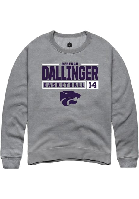 Rebekah Dallinger Rally Mens Graphite K-State Wildcats NIL Stacked Box Crew Sweatshirt