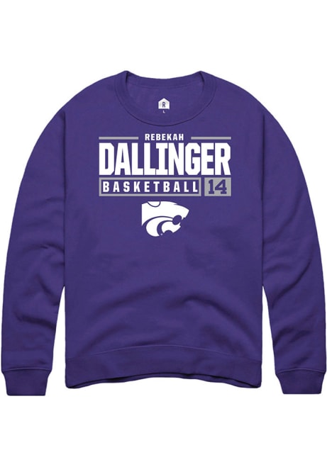 Rebekah Dallinger Rally Mens Purple K-State Wildcats NIL Stacked Box Crew Sweatshirt